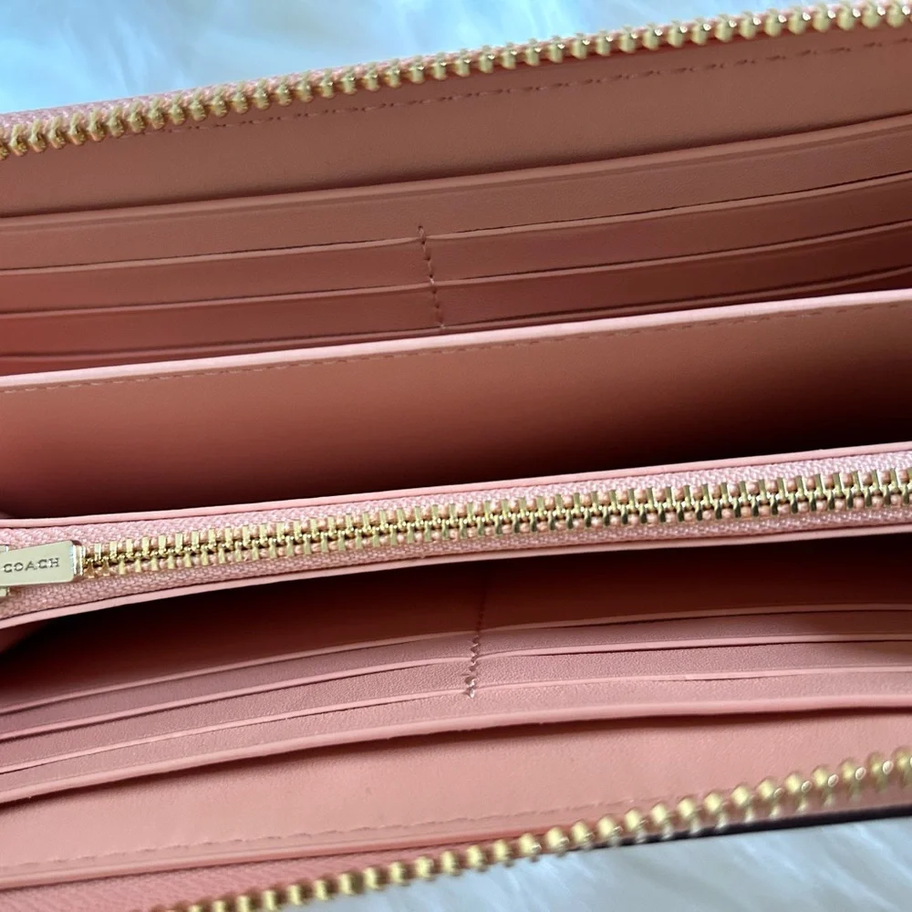 Coach Long Zip Around Wallet with Mystic Floral Print Peach - Picture 3 of 4